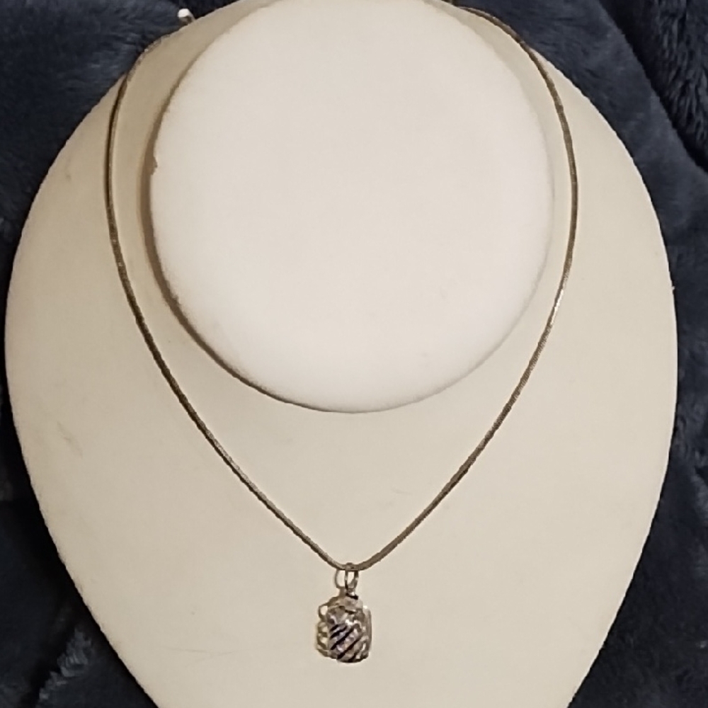 Elegant Silver tone Necklace with Handcrafted Crystal Pendant